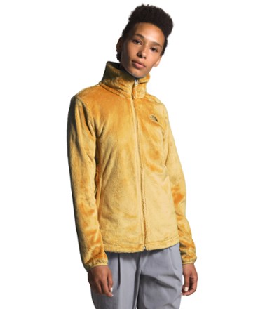 yellow fuzzy north face jacket