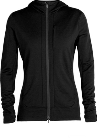 Icebreaker Merino Blend Quantum Hybrid Long Sleeve Zip Hoodie - Woman - Black - Size L