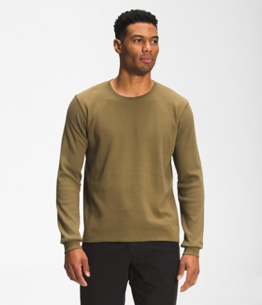 Long-Sleeve Built-In Flex Waffle-Knit T-Shirt