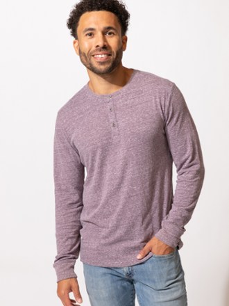 Durable 3-Button Long-Sleeve Henley Shirt - Men's