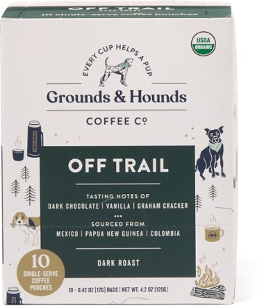 Grounds & Hounds Coffee Co. Off Trail Single-Serve Steeping Coffee Pouches  - Package of 10