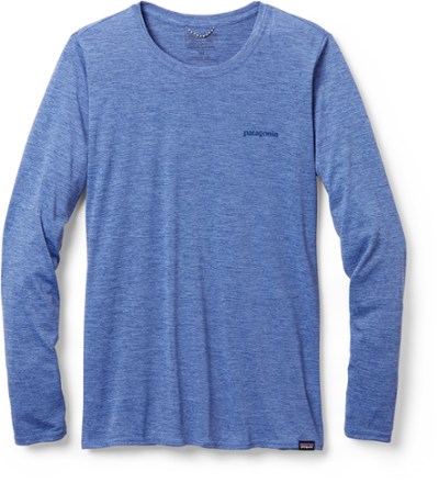 Patagonia Women's Long-Sleeved Capilene Cool Daily Graphic Shirt - Lands Lost and Found: Steam Blue X-Dye / XL