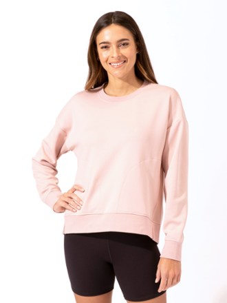 Threads 4 Thought Women's Tricot Pocket Pullover Crew Sweatshirt