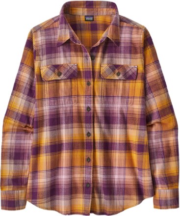 Patagonia Women's Long-Sleeved Organic Cotton Midweight Fjord Flannel Shirt Comstock: Dusky Brown / XXL