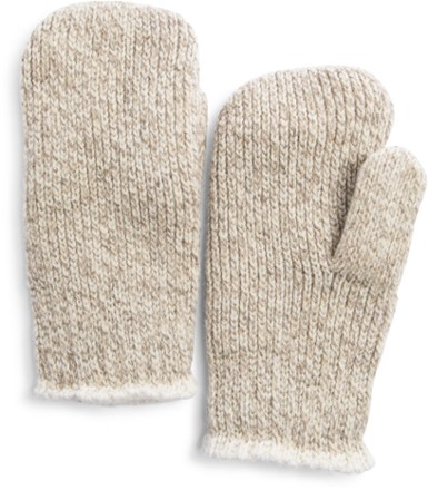 Men's and Women's Ragg Gloves with Leather Trim - Natural Oatmeal - Medium - The Vermont Country Store