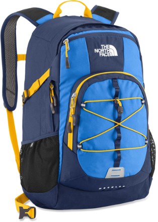 North face backpack store blue and yellow