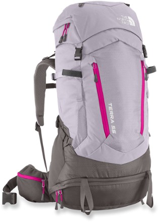 The North Face Yaiza 55L Backpack Outdoor Hiking Camping Purple w/  Raincover