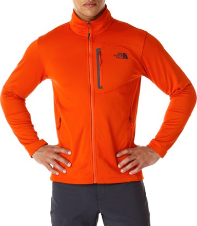 orange north face fleece jacket